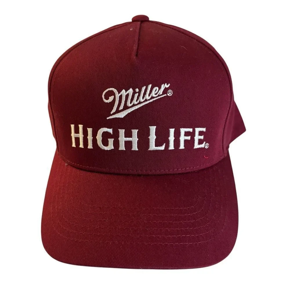 Embroidered Red & White Unisex Miller High Life Baseball Cap
